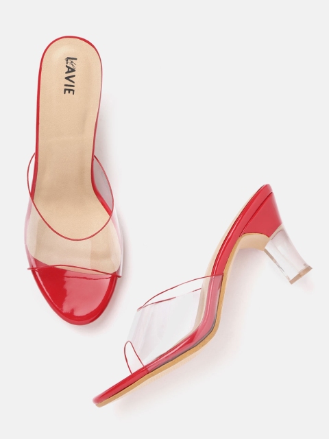 

Lavie Women Transparent & Red Solid Block Heels