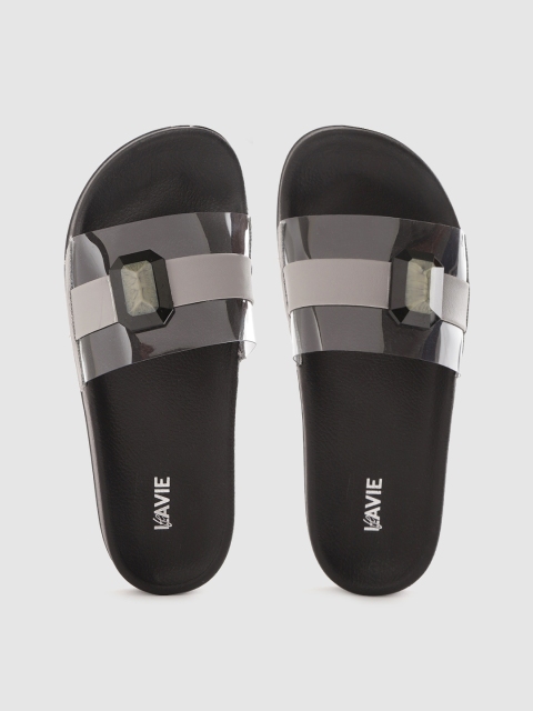 

Lavie Women Transparent & Grey Colourblocked Sliders