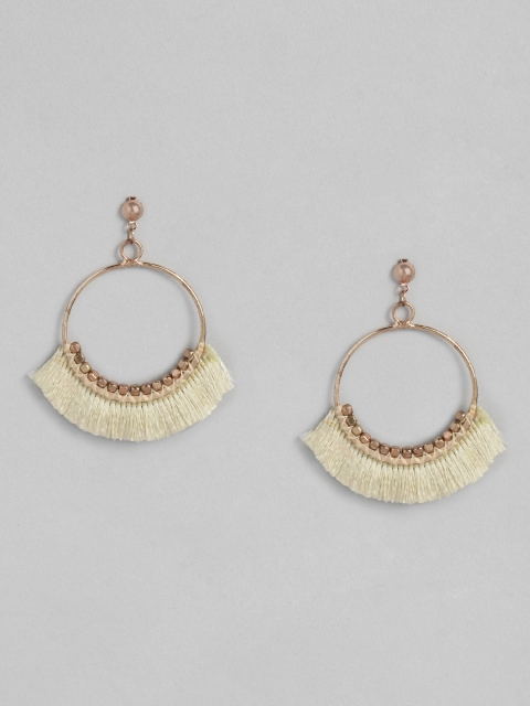 

justpeachy Rose Gold-Plated & White Circular Drop Earrings