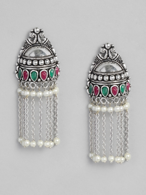 

justpeachy Oxidised Silver-Toned Classic Drop Earrings