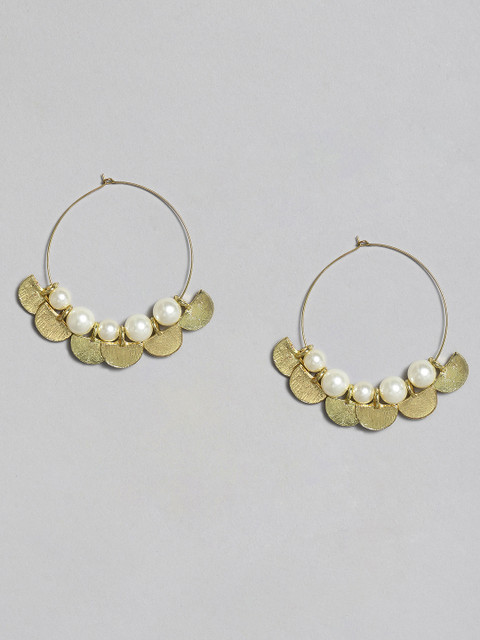 

justpeachy Gold-Plated & White Circular Hoop Earrings