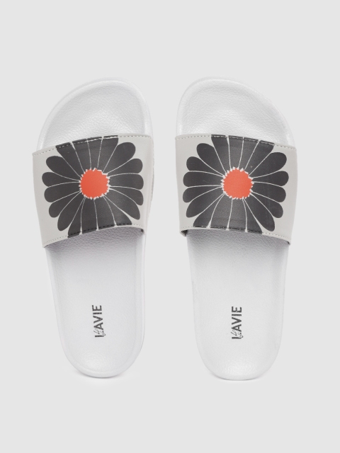 

Lavie Women Grey & Black Floral Print Open Toe Flats