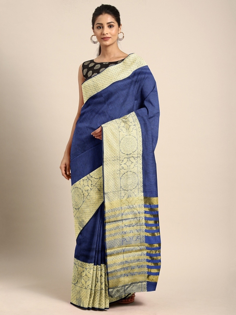 

KALINI Navy Blue Woven Design Kota Saree