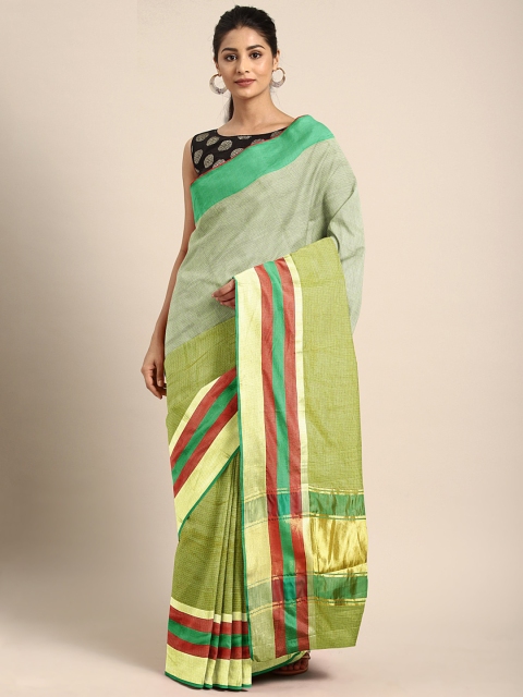 

KALINI Women Green Woven Design Khadi Saree