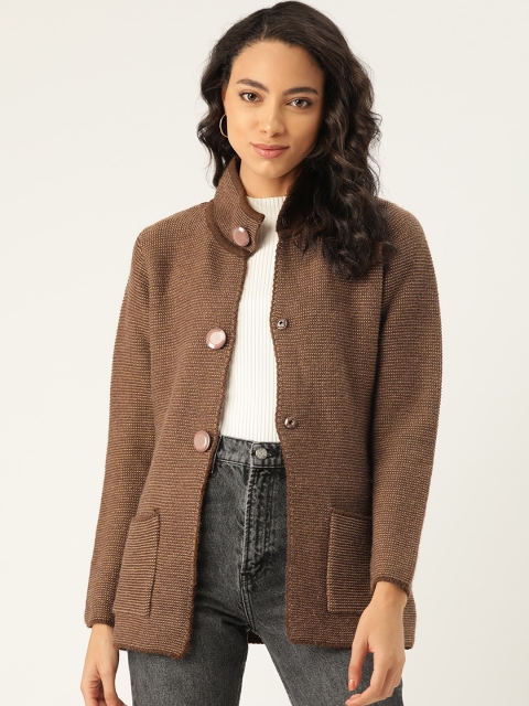 

Duke Women Acrylic Brown Self Design Cardigan