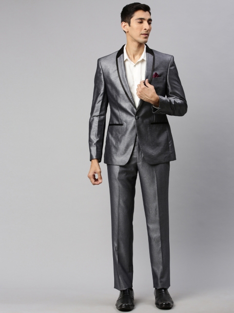 

Park Avenue Men Grey Solid Regular Fit Single-Breasted Formal Suit
