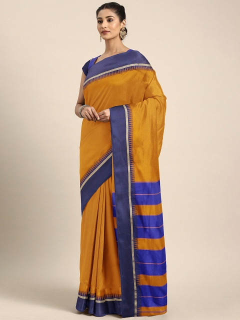 

aamna Mustard Yellow Art Silk Solid Mysore Silk Handloom Saree