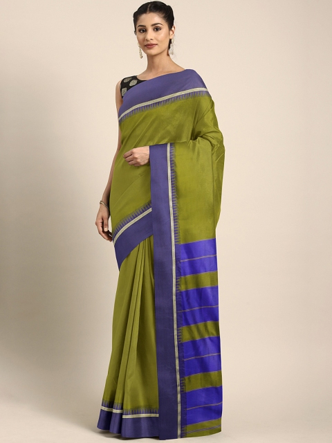 

aamna Olive Green Art Silk Solid Mysore Silk Saree