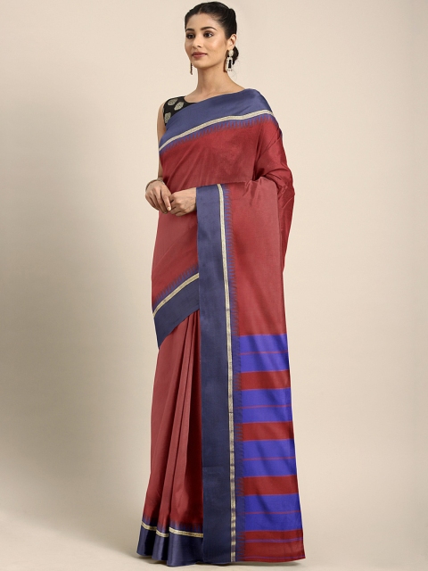 

aamna Maroon Art Silk Solid Mysore Silk Handloom Saree