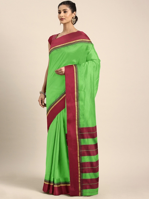 

aamna Green Art Silk Solid Mysore Silk Handloom Saree