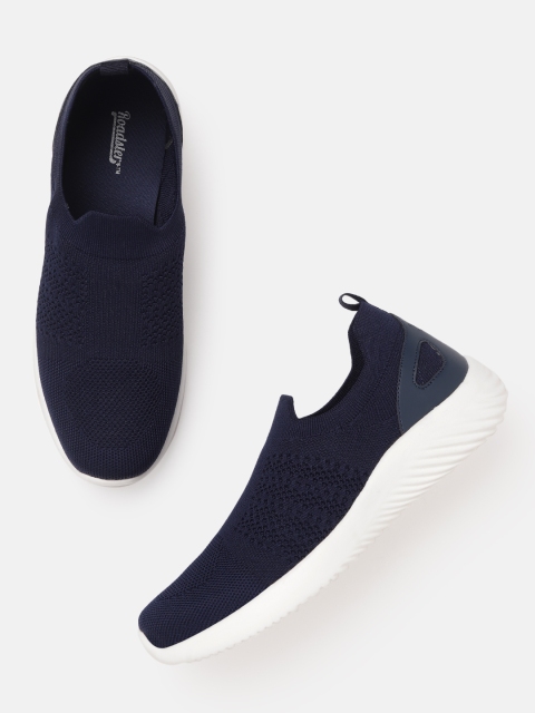 

The Roadster Lifestyle Co Men Navy Blue Woven Design Slip-On Sneakers