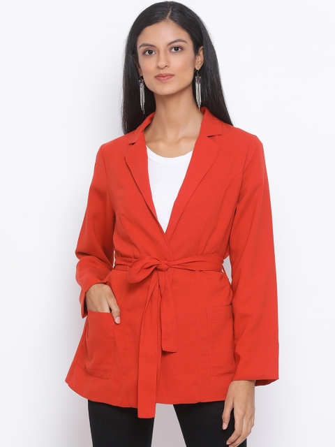

Oxolloxo Women Red Solid Tailored Jacket