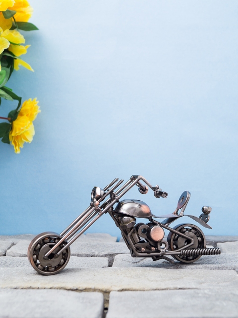 

Golden Peacock Black & Copper-Toned Antique Metal Motor Bike Showpiece
