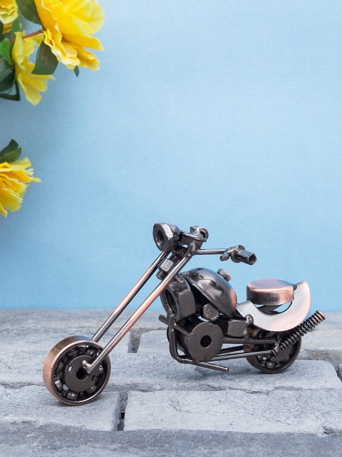 

Golden Peacock Copper-Toned Textured Metal Antique Motorbike Showpiece, Multi