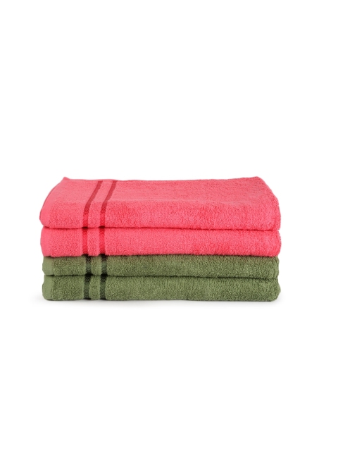 

CORE Designed by SPACES Unisex Cotton Set of 4 Quick Dry 380 GSM Bath Towels, Coral