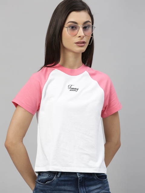 

Tommy Hilfiger Women White Colourblocked Round Neck T-shirt