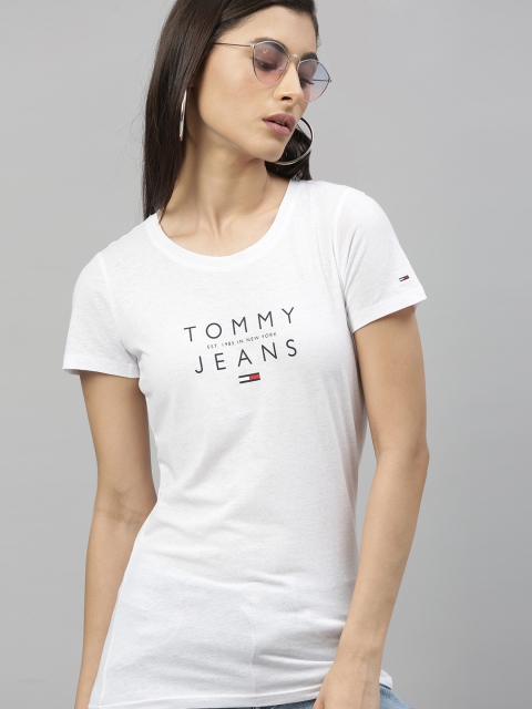 

Tommy Hilfiger Women White Printed Round Neck T-shirt