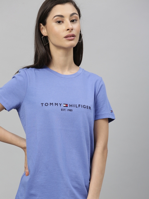 

Tommy Hilfiger Women Blue Printed Round Neck T-shirt