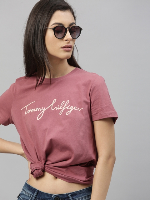 

Tommy Hilfiger Women Red Solid Round Neck T-shirt