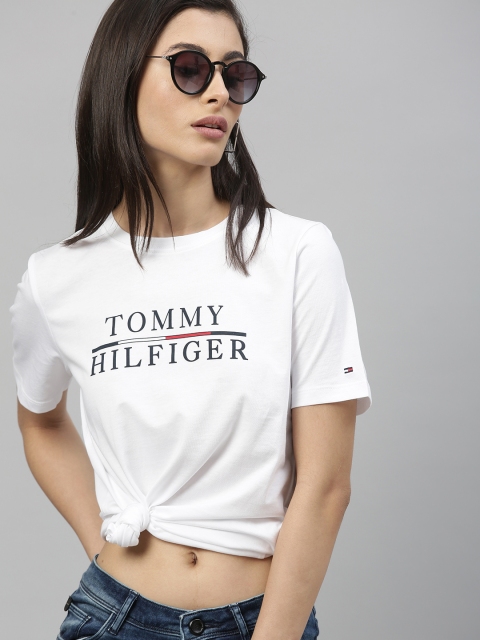 

Tommy Hilfiger Women White Printed Round Neck T-shirt