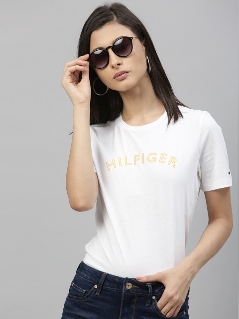 

Tommy Hilfiger Women White Printed Round Neck T-shirt
