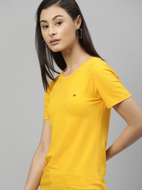 

Tommy Hilfiger Women Yellow Solid Round Neck T-shirt