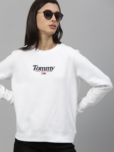 

Tommy Hilfiger Women White Printed Round Neck Sweatshirt