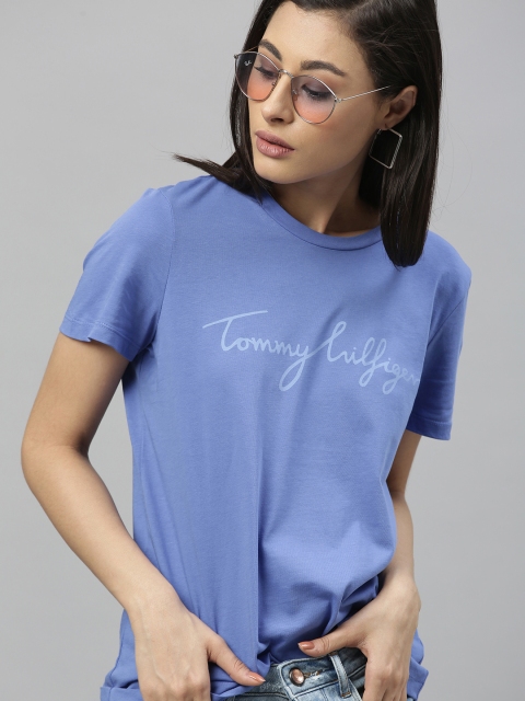 

Tommy Hilfiger Women Lavender Printed Round Neck T-shirt