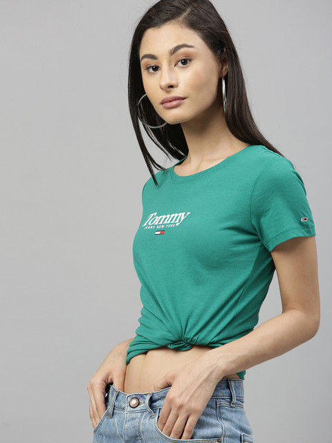 

Tommy Hilfiger Women Green Printed Round Neck T-shirt