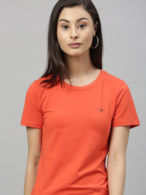 

Tommy Hilfiger Women Orange Solid Round Neck T-shirt