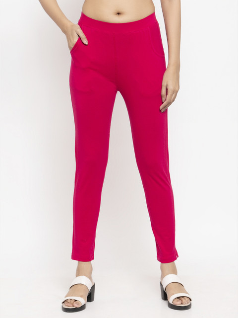 

NEUDIS Women Magenta Pink Solid Ankle-Length Leggings