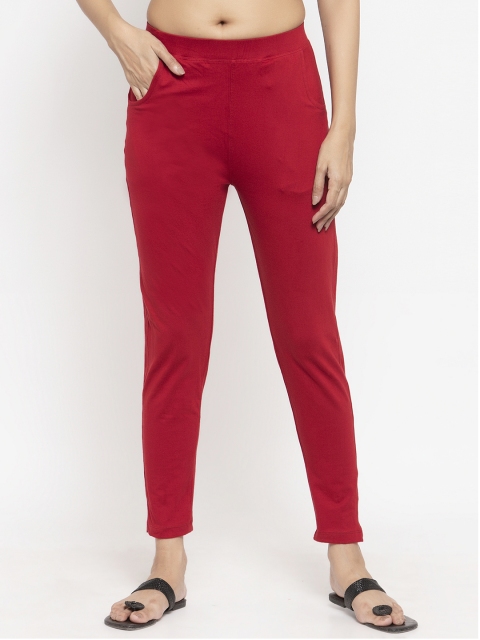 

NEUDIS Women Maroon Solid Ankle-Length Leggings