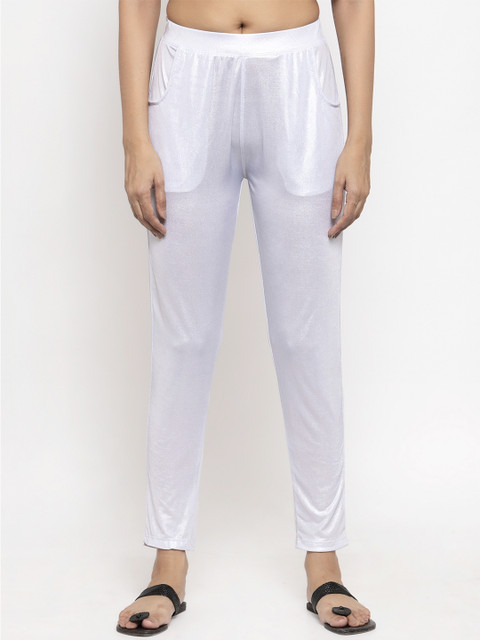 

NEUDIS Women White Solid Ankle-Length Leggings