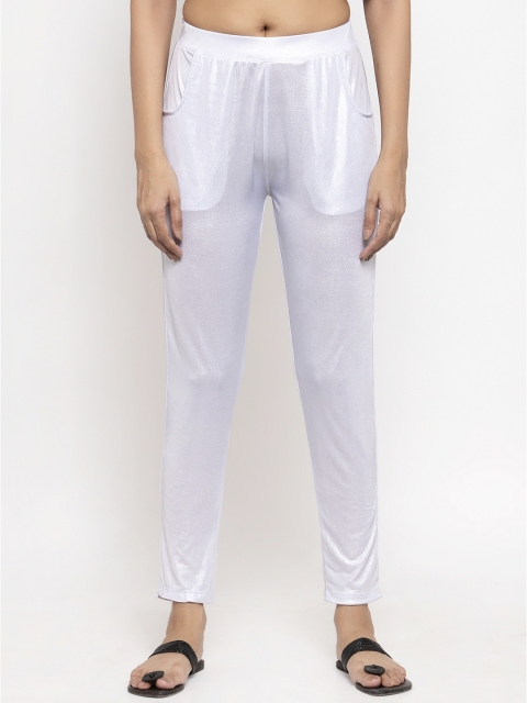 

NEUDIS Women White Solid Ankle Length Leggings