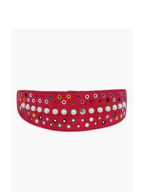 

Mali Fionna Women Red Beaded Cinched Waist Belt