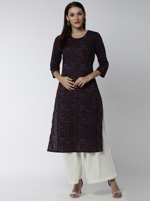 

Soch Women Blue & Red Printed A-Line Kurta