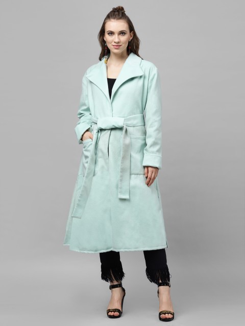 

Athena Women Sea Green Solid Trench coat
