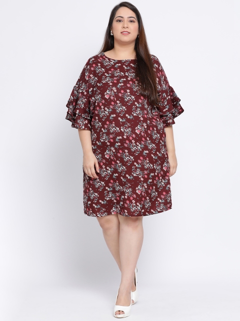 

Oxolloxo Women Maroon Printed A-Line Dress
