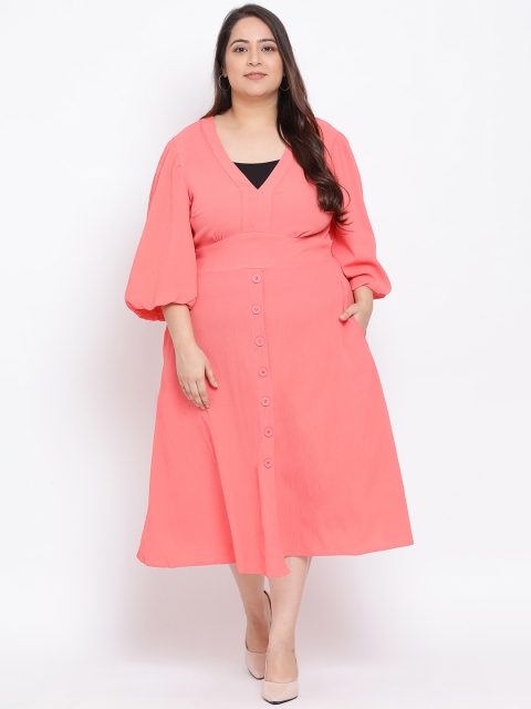 

Oxolloxo Women Coral Solid A-Line Dress