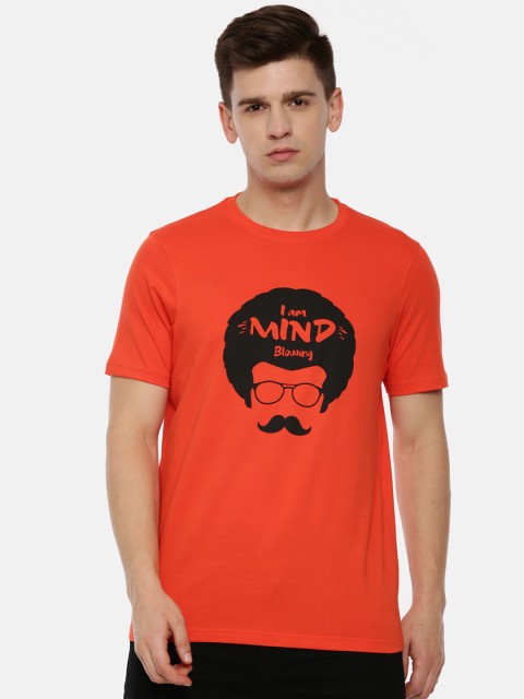 

Bushirt Men Orange Printed Round Neck T-shirt