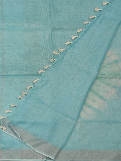 

Pothys Blue Printed Pure Linen Saree