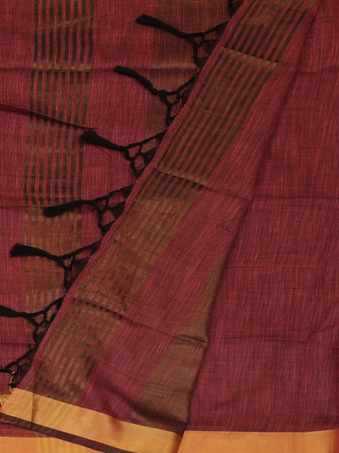 

Pothys Magenta Checked Pure Linen Saree