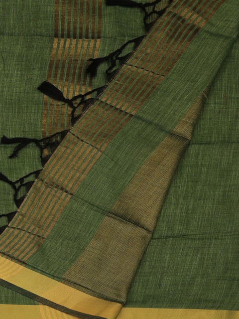 

Pothys Green Solid Pure Linen Saree
