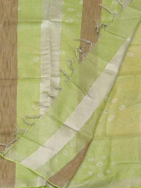 

Pothys Green & Beige Pure Linen Colourblocked Saree