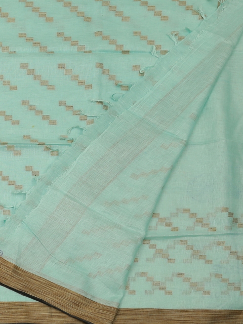 

Pothys Green & Beige Pure Linen Checked Saree