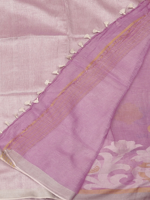 

Pothys Purple Printed Pure Linen Saree