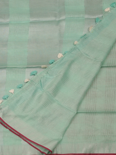 

Pothys Green Woven Design Pure Linen Saree