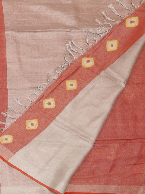 

Pothys Red & Grey Pure Linen Printed Saree