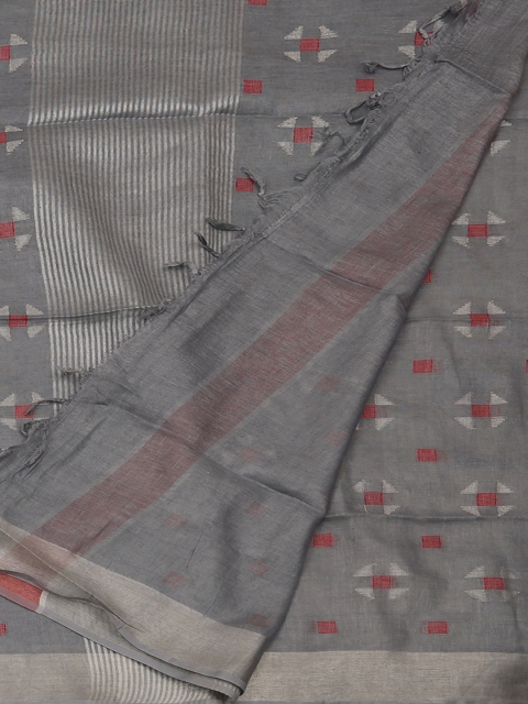 

Pothys Grey Woven Design Pure Linen Saree