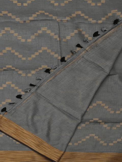 

Pothys Grey Woven Design Pure Linen Saree